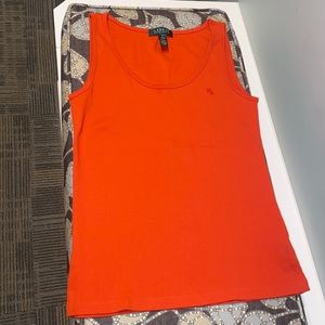 Orange/Red Lauren Ralph Lauren Ribbed Tank Top Size Large EUC